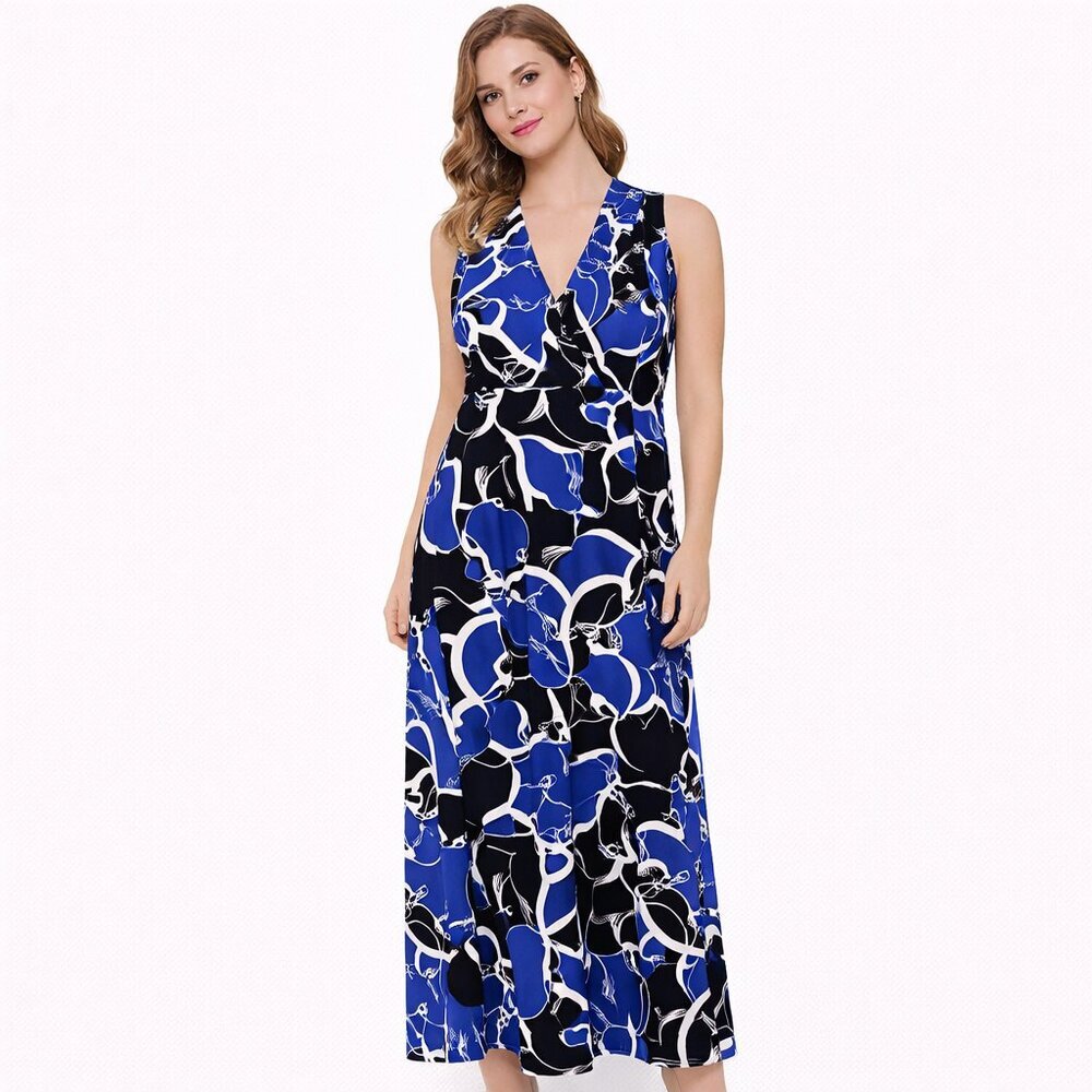 Lauren Ralph summer dress sleeveless Size:6 color: black/blue/white -